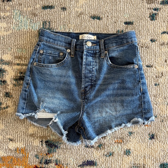 Jessica Simpson infinite high waist short size 24 distressed medium wash denim - Picture 1 of 9